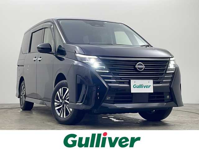 日産 セレナ ハイウェイスター V 秋田県 2023(令5)年 4.8万km ダイヤモンドブラック ４WD/Bluetooth/AM/FM/ビルトインETC/前席シートヒーター/後席シートヒーター/ステアリングヒーター/パドルシフト/両側パワースライドドア/純正AW/前後コーナーセンサー/アイドリングストップ/クルーズコントロール/オートマチックハイビーム/カーテンエアバック/サンシェード/HDMI入力端子/USB入力端子/スマートキー/スペアキー