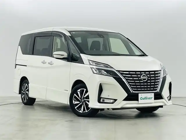 日産 セレナ ハイウェイスター V 福島県 2021(令3)年 2.3万km ブリリアントホワイトパール エマージェンシーブレーキ/・プロパイロット/・レーンアシスト/・ブラインドスポットモニター/・リアクロストラフィックアラート/・標識認識機能/・クリアランスソナー/純正ナビ/・フルセグTV/Bluetooth/CD/DVD/AUX/・バックカメラ/両側パワースライドドア/アイドリングストップ/電子パーキング/・オートホールド/革巻きステアリング/・ステアリングリモコン/プッシュスタート/・スマートキー/・スペアキー/LEDヘッドライト/・オートライト/・フォグライト/純正フロアマット/ドアバイザー