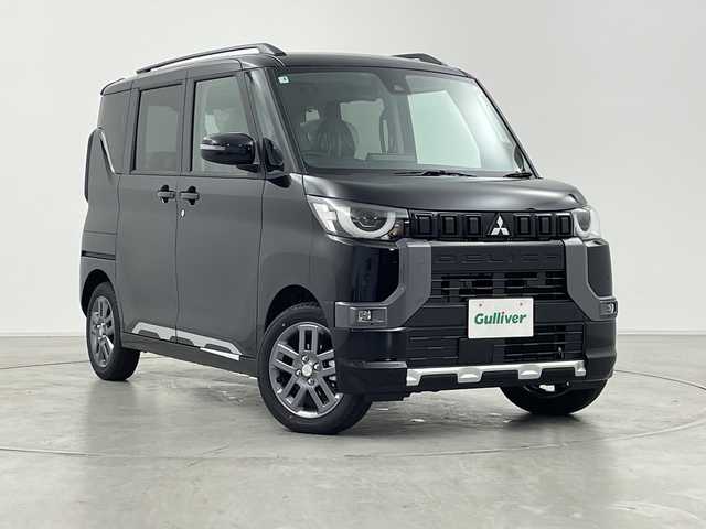 三菱 デリカミニ T プレミアム 福島県 2025(令7)年 0.1千km アメジストブラック 届出済未使用車　純正９型ディスプレイオーディオ　全周囲カメラ　電子ミラー　サイドデカール　マイパイロット　両側電動スライドドア　ハーフレザーシート　シートヒーター　ハンドルヒーター　ＬＥＤ　禁煙