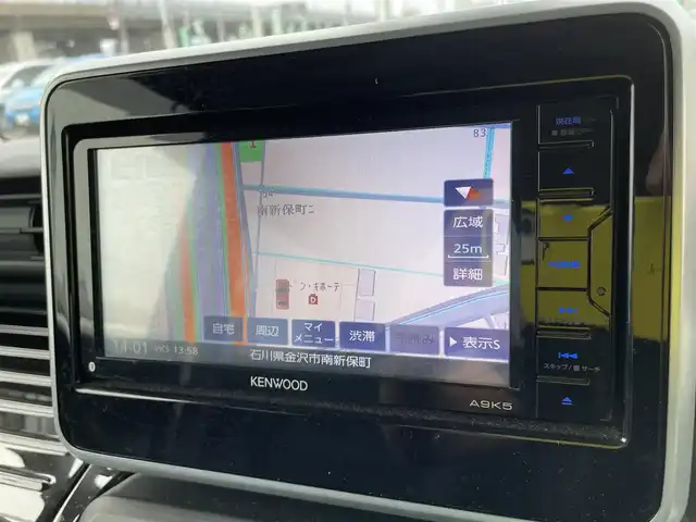 マツダ フレアワゴン カスタムスタイル ハイブリッド XT 石川県 2018(平30)年 8.6万km ブルーイッシュブラックパール3 4WD/ターボ/純正メモリーナビ/フルセグTV/LEDヘッドライト/ETC/ドライブレコーダー/両側パワースライドドア/スマートキー/プッシュスタート/電動ミラー/パドルシフト/クルーズコントロール/純正アルミホイール/ABS