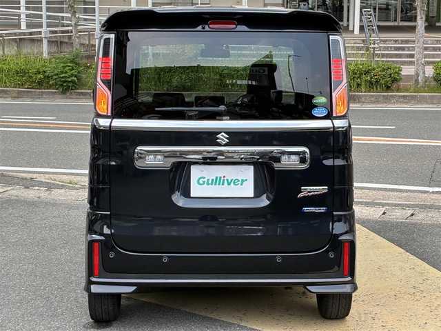 スズキ スペーシア カスタム HYBRID XS ターボ 京都府 2018(平30)年 9.6万km ブルーイッシュブラックパール3 ワンオーナー/ターボ/セーフティサポート/・デュアルセンサーブレーキサポート/・車線逸脱警報機能/・先行車発進お知らせ機能/・後退時ブレーキサポート/・リアパーキングセンサー/・誤発進抑制機能/・ふらつき警報/・ハイビームアシスト/・後方誤発進抑制機能/両側パワースライドドア/全方位モニター/社外SDナビ/・フルセグTV/・CD/DVD/SD再生/・BT接続/ヘッドアップディスプレイ/ETC/プッシュスタート/・スマートキー×2個/アイドリングストップ/レザーステアリング/・パドルシフト/・クルーズコントロール/・ステアリモコン/ハーフレザーシート/・運転席シートヒーター/・運転席ボックス付きアームレスト/・後席ルーフサーキュレーター/・後席パーソナルテーブル/LEDヘッドライト/LEDフォグランプ/純正15インチアルミホイール/ウインカーミラー/・オートリトラ/Wエアバック・サイド&カーテンエアバック/純正フロアマット/純正ドアバイザー/車両保証書/車両取説/ナビ取説