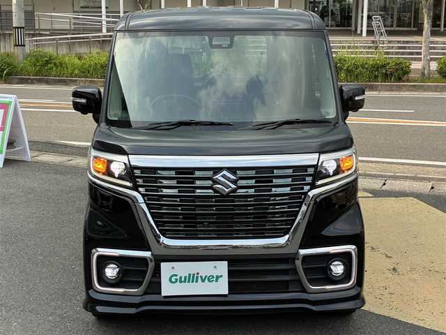 スズキ スペーシア カスタム HYBRID XS ターボ 京都府 2018(平30)年 9.6万km ブルーイッシュブラックパール3 ワンオーナー/ターボ/セーフティサポート/・デュアルセンサーブレーキサポート/・車線逸脱警報機能/・先行車発進お知らせ機能/・後退時ブレーキサポート/・リアパーキングセンサー/・誤発進抑制機能/・ふらつき警報/・ハイビームアシスト/・後方誤発進抑制機能/両側パワースライドドア/全方位モニター/社外SDナビ/・フルセグTV/・CD/DVD/SD再生/・BT接続/ヘッドアップディスプレイ/ETC/プッシュスタート/・スマートキー×2個/アイドリングストップ/レザーステアリング/・パドルシフト/・クルーズコントロール/・ステアリモコン/ハーフレザーシート/・運転席シートヒーター/・運転席ボックス付きアームレスト/・後席ルーフサーキュレーター/・後席パーソナルテーブル/LEDヘッドライト/LEDフォグランプ/純正15インチアルミホイール/ウインカーミラー/・オートリトラ/Wエアバック・サイド&カーテンエアバック/純正フロアマット/純正ドアバイザー/車両保証書/車両取説/ナビ取説