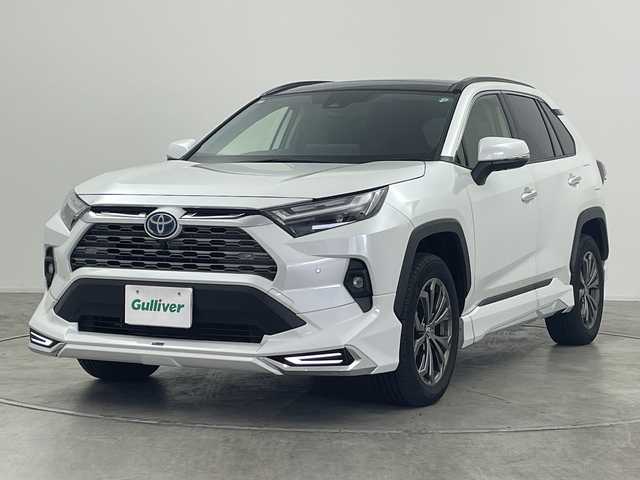 トヨタ ＲＡＶ４ ハイブリッドG 群馬県 2024(令6)年 0.5万km プラチナホワイトパールマイカ サンルーフ　モデリスタエアロ　純正１０．５型ナビ　全周囲カメラ　シートベンチレーション　アダプティブクルーズコントロール　衝突被害軽減ブレーキ　ＢＳＭ　ＬＥＤ　ＥＴＣ２．０　スマートキー　禁煙車