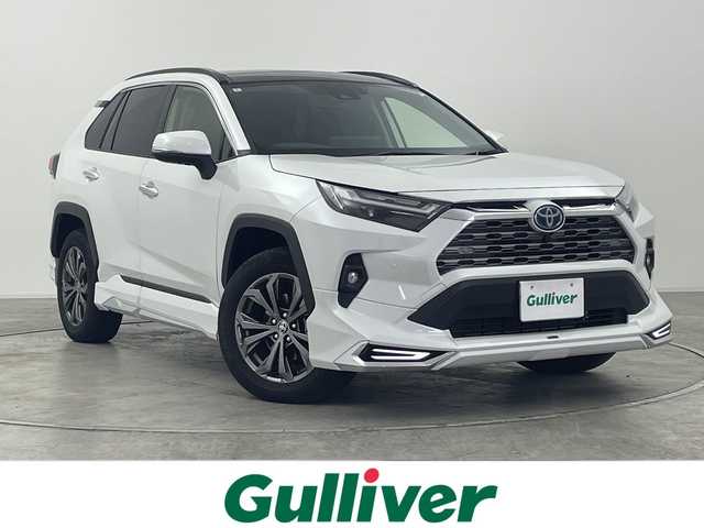 トヨタ ＲＡＶ４ ハイブリッドG 群馬県 2024(令6)年 0.5万km プラチナホワイトパールマイカ サンルーフ　モデリスタエアロ　純正１０．５型ナビ　全周囲カメラ　シートベンチレーション　アダプティブクルーズコントロール　衝突被害軽減ブレーキ　ＢＳＭ　ＬＥＤ　ＥＴＣ２．０　スマートキー　禁煙車