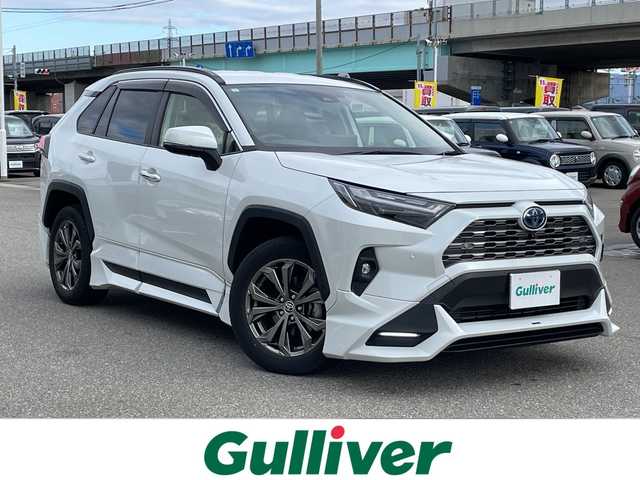 トヨタ ＲＡＶ４ ハイブリッドG 石川県 2024(令6)年 1.8万km パール ４ＷＤ　純正１０．５型ナビ　フルセグＴＶ　全方位カメラ　ＬＥＤヘッドライト　ＴＲＤエアロ　革シート　デジタルミラー　ブラインドスポットモニター　パワーバックドア　純正アルミ　ＥＴＣ２．０　ドラレコ