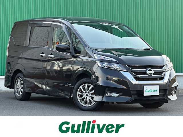 日産 セレナ ハイウェイスター 宮城県 2017(平29)年 4.5万km ダイヤモンドブラック ワンオーナー　/プロパイロット　/・エマージェンシーブレーキ/・車線逸脱警報/・踏み間違い衝突防止アシスト/・進入禁止標識検知/・自動運転技術/・車線逸脱防止支援システム/大型８インチナビ/・フルセグ/CD/DVD/Bluetooth　/純正後席モニター　/バックモニター　/快適パック　/ＬＥＤヘッドライト　/電動パーキングブレーキ/純正ドライブレコーダー　/ＥＴＣ　/両側電動スライドドア/フロアマット/社外アルミホイール/インテリジェントキー