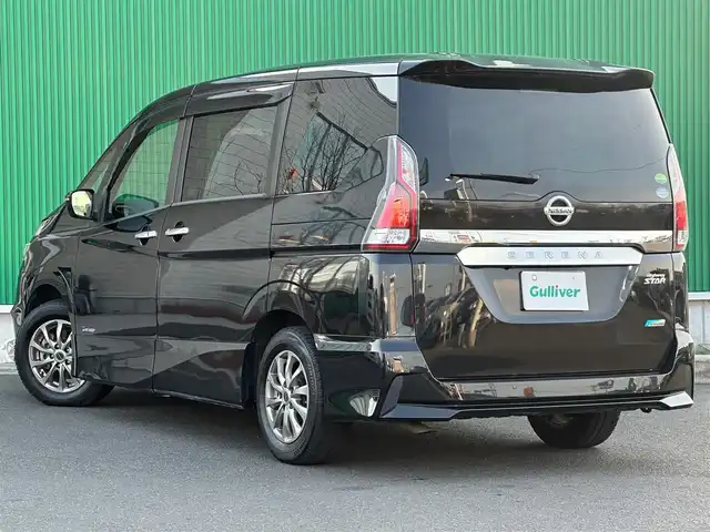 日産 セレナ ハイウェイスター 宮城県 2017(平29)年 4.5万km ダイヤモンドブラック ワンオーナー　/プロパイロット　/・エマージェンシーブレーキ/・車線逸脱警報/・踏み間違い衝突防止アシスト/・進入禁止標識検知/・自動運転技術/・車線逸脱防止支援システム/大型８インチナビ/・フルセグ/CD/DVD/Bluetooth　/純正後席モニター　/バックモニター　/快適パック　/ＬＥＤヘッドライト　/電動パーキングブレーキ/純正ドライブレコーダー　/ＥＴＣ　/両側電動スライドドア/フロアマット/社外アルミホイール/インテリジェントキー