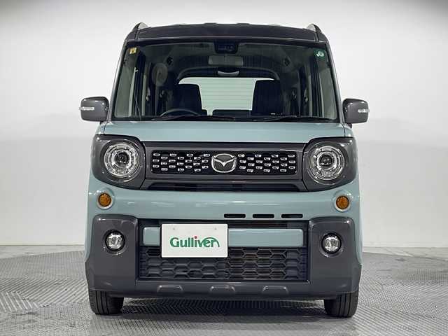 マツダ フレアワゴンタフスタイル 広島県 2020(令2)年 2.3万km ライトブルー 禁煙/純正ナビ/・Bluetooth/・フルセグTV/・USB入力端子/両側パワースライドドア/LEDライト/・オートライト/・フォグランプ/シートヒーター/車線逸脱警報機能/ふらつき警報機能/先行車発進お知らせ機能/リアパーキングセンサー/誤発進抑制機能/ＳＲＳエアバッグ(運転席/助手席/サイド)/オートエアコン/折り畳み式シートバックテーブル