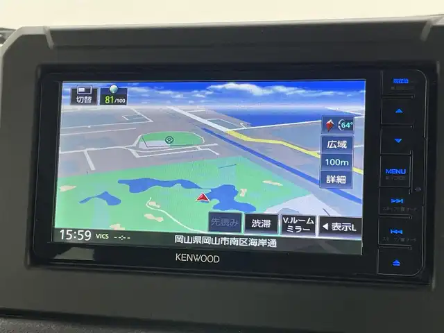 スズキ ジムニー XC 岡山県 2022(令4)年 3万km ブルーイッシュブラックパール3 社外7インチSDナビ/（CD/DVD/BT/フルセグTV）/バックカメラ/ステアリングスイッチ/クルーズコントロール/LEDヘッドライト/オートライト/前席シートヒーター/衝突軽減ブレーキ/オートエアコン/背面タイヤ/サイド＆カーテンSRS/チルトステアリング/D席シートリフター/新車保証書/取扱説明書/スペアキー×1