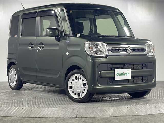 スズキ スペーシア HYBRID X 沖縄県 2020(令2)年 1.7万km クールカーキPM 県外仕入　/禁煙車　/純正ナビ　/両側パワースライドドア　/ヘッドアップディスプレイ　/コーナーセンサー　/シートヒーター　/衝突被害軽減システム/ステアリングスイッチ　/プッシュスタート　/スマートキー　/電動格納ミラー