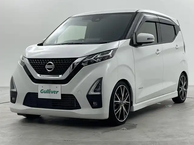 日産 デイズ HWS G ターボ プロパイロットED 福井県 2021(令3)年 2.4万km ホワイトパール プロパイロット/・衝突軽減ブレーキ/・クルーズコントロール（追従有）/・車線逸脱警報機能/純正9インチナビゲーション/【AM/FM/CD/DVD/Bluetooth/フルセグTV】/アラウンドビューモニター/ビルトインETC2.0/車高調（TEIN）/社外16インチアルミホイール/プッシュスタート/スマートキー/スペアキー/オートライト/LEDヘッドライド