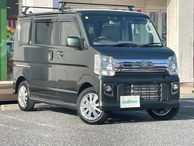 スズキ エブリィ ワゴン PZターボ 千葉県 2023(令5)年 0.1万km クールカーキPM ナビ　バックカメラ　ドラレコ　パワースライドドア　ＥＴＣ　レーダーブレーキサポート　フルセグＴＶ　ＢＴ　シートヒーター　ＵＳＢ　キャリア　１４インチＡＷ　スマートキー　クールカーキカラー　ターボ