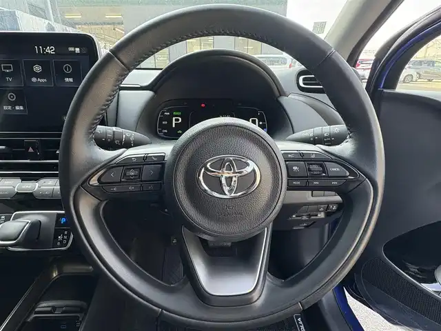 トヨタ アクア Z 滋賀県 2022(令4)年 2.2万km ダークブルーマイカM 純正ディスプレイオーディオ/【Bluetooth/フルセグ/USB】/バックカメラ/LEDヘッドライト/リアスポイラー/F/Rコーナーセンサー/ドライブレコーダー/革巻ステアリング/純正１５AW/ETC/スマートキー