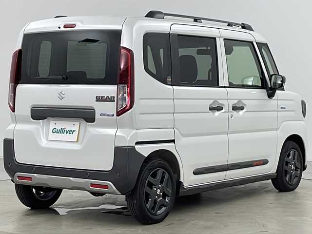 スズキ スペーシア ギア HYBRID XZ 道央・札幌 2024(令6)年 0.1万km ピュアホワイトP ・4WD/・寒冷地仕様/・両側パワースライドドア/・スズキセーフティサポート/・デュアルカメラブレーキサポート/・アダプティブクルーズコントロール/・標識認識/・車線逸脱抑制/・リアクロストラフィックアラート/・ハイビームアシスト/・ヘッドアップディスプレイ/・シートヒーター/・ステアリングヒーター/・ヒーテッドドアミラー/・前後コーナーセンサー/・アイドリングストップ/・ステアリングスイッチ/・プッシュスタート/・LEDヘッドライト/・LEDフォグランプ/・オートライト/・スマートキー/・純正14インチアルミホイール