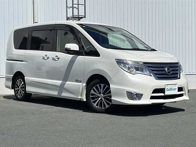 日産 セレナ HWS S HV Vセレ +SeftyⅡ 三重県 2016(平28)年 8.3万km ブリリアントホワイトパール 純正8型ナビ/全周囲カメラ/両側パワースライドドア/前後コーナーセンサー/純正後席モニター/前方ドライブレコーダー/ETC/ステアリングリモコン/純正アルミホイール/レーンキープアシスト/衝突軽減ブレーキ/電動格納ミラー/禁煙車