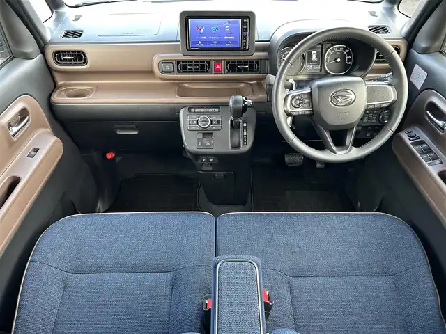 ダイハツ ムーヴ キャンバス セオリー G 岡山県 2022(令4)年 1.7万km サンドベージュメタリック 登録時走行距離16795km/社外ナビ/フルセグTV(AM/FM/CD/DVD/Bluetooth)/パノラマモニター/両側パワースライドドア/衝突回避支援ブレーキ機能/横滑り防止装置/コーナーセンサー/アイドリングストップ/電動パーキングブレーキ/オートブレーキホールド機能/オートライト/D/N席シートヒーター/プッシュスタート/スマートキー×2/純正フロアマット