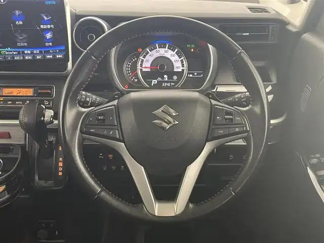 スズキ スペーシア カスタム HYBRID XS ターボ 愛知県 2021(令3)年 7万km ブルーイッシュブラックパール3 社外１０型ナビ　フルセグＴＶ　全方位カメラ　ブルーレイ再生　Ｂｌｕｅｔｏｏｔｈ　ＵＳＢ入力端子　ＥＴＣ　レーダークルコン　両側パワスラ　ハーフレザー　シートヒーター　衝突軽減　フォグ　ツィーター　禁煙/LEDヘッドライト　シートバックテーブル　HUD　社外デジタルインナーミラー