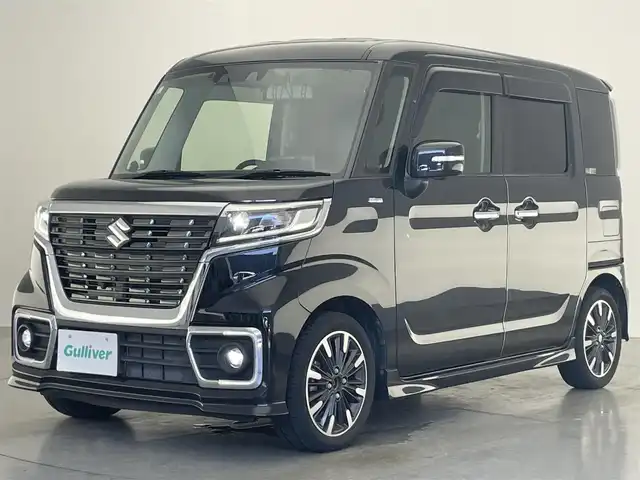 スズキ スペーシア カスタム HYBRID XS ターボ 愛知県 2021(令3)年 7万km ブルーイッシュブラックパール3 社外１０型ナビ　フルセグＴＶ　全方位カメラ　ブルーレイ再生　Ｂｌｕｅｔｏｏｔｈ　ＵＳＢ入力端子　ＥＴＣ　レーダークルコン　両側パワスラ　ハーフレザー　シートヒーター　衝突軽減　フォグ　ツィーター　禁煙/LEDヘッドライト　シートバックテーブル　HUD　社外デジタルインナーミラー