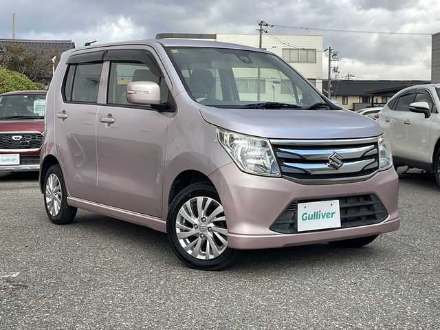 スズキ ワゴンＲ FZ 福井県 2014(平26)年 5.2万km イノセントピンクパールメタリック 登録時走行距離51973ｋｍ/４WD/レーダーブレーキサポート/社外メモリナビゲーション/（CD/DVD/BT）/ワンセグテレビ/シートヒーター/ドライブレコーダー/ライトレベライザー/ドアバイザー/プッシュスタート/スマートキー/保証書/取扱説明書