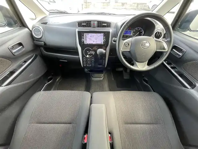 日産 デイズ ハイウェイスターX 栃木県 2016(平28)年 7.4万km ブラック ワンオーナー/新車時保証書/取扱説明書/純正SDナビ（MM316D-W)/　（フルセグTV/BT/CD・DVD/USB)/プッシュスタート/ステアリングスイッチ/アイドリングストップ/オートライト/オートハイビーム/純正フォグライト/ETC/純正フロアマット/純正ドアバイザー/タイヤサイズ　　155/65/R14