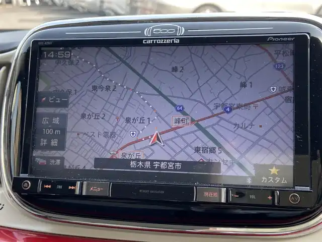 フィアット ５００ クロマータ 栃木県 2018(平30)年 3.4万km パソドプレレッド 社外ナビ（カロッツェリアナビ ）/バックカメラ/Bluetooth/社外フルセグ /アイドリングストップ/ETC/社外ドラレコ