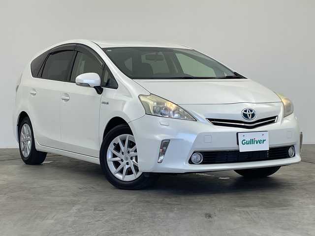 トヨタ プリウス α G 群馬県 2013(平25)年 3.7万km ホワイトパールクリスタルシャイン ３列シート　アルパイン後席モニター　アルパイン8型ナビ　バックカメラ　フルセグTV　ETC　LEDヘッドライト　ステアリングリモコン　スマートキー　衝突被害軽減ブレーキ　クルーズコントロール　禁煙車