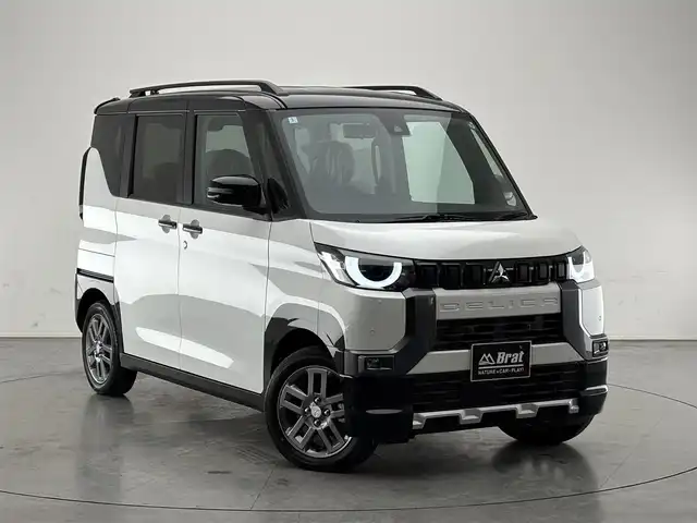 三菱 デリカミニ T プレミアム 長野県 2024(令6)年 0.1万km未満 アメジストブラック/シルキーホワイト AIS検査済み/４ＷＤターボ　/純正アルミ/両側パワスラ/デジタルインナーミラー/Ｂカメラ/全方位/パドルシフト/ルーフレール/追従機能付クルコン/ステアリングヒーター/ハーフレザー/リヤロールサンシェード/プラズマクラスター付リヤサーキュレーター/オートマチックハイビーム/LEDヘッドライト/フォグランプ/衝突被害軽減システム/横滑り防止機能/クリアランスソナー/スマートキー/プッシュスタート/スペアキー/保証書/取扱説明書