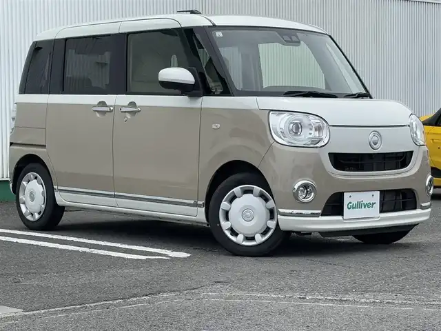 ダイハツ ムーヴ キャンバス G メイクアップ リミテッド　SAⅢ 徳島県 2022(令4)年 3.4万km パールホワイトⅢ/ナチュラルベージュマイカメタリック 2トーン ナビ　AVN-R87/(AM/FM/Bluetooth/DISC/USB/SD)/ETC/バックカメラ/全方位カメラ/両側電動スライドドア/シートヒーター/プッシュスタート/スマートキー/LEDヘッドライト/LEDフォグライト/フロアマット/オートライト