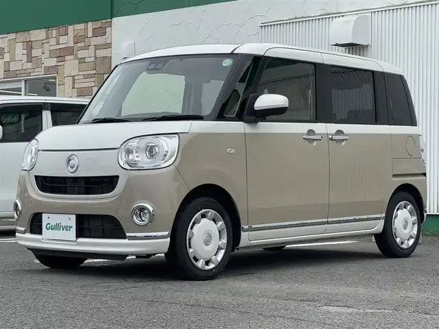 ダイハツ ムーヴ キャンバス G メイクアップ リミテッド　SAⅢ 徳島県 2022(令4)年 3.4万km パールホワイトⅢ/ナチュラルベージュマイカメタリック 2トーン ナビ　AVN-R87/(AM/FM/Bluetooth/DISC/USB/SD)/ETC/バックカメラ/全方位カメラ/両側電動スライドドア/シートヒーター/プッシュスタート/スマートキー/LEDヘッドライト/LEDフォグライト/フロアマット/オートライト