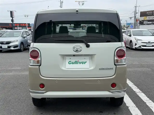 ダイハツ ムーヴ キャンバス G メイクアップ リミテッド　SAⅢ 徳島県 2022(令4)年 3.4万km パールホワイトⅢ/ナチュラルベージュマイカメタリック 2トーン ナビ　AVN-R87/(AM/FM/Bluetooth/DISC/USB/SD)/ETC/バックカメラ/全方位カメラ/両側電動スライドドア/シートヒーター/プッシュスタート/スマートキー/LEDヘッドライト/LEDフォグライト/フロアマット/オートライト