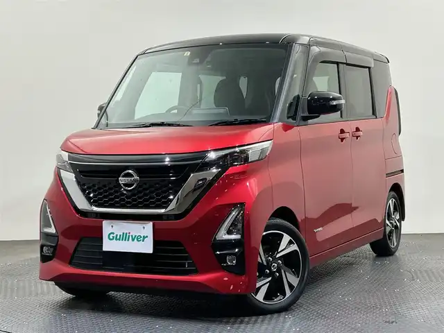 日産 ルークス HWS X プロパイロットED 愛媛県 2023(令5)年 0.8万km スパークリングレッド/ブラック 純正９インチナビ　/アラウンドビューモニター　/クルーズコントロール　/両側パワースライドドア　/純正フロアマット　/プロパイロット　/フルセグＴＶ　/純正ドライブレコーダー前後　/オートマチックハイビーム　/ＬＥＤ