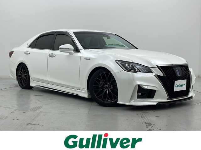 トヨタ クラウン ハイブリッド アスリートSJ-フロンティアLTD 宮城県 2018(平30)年 4.7万km ホワイトパールクリスタルシャイン トヨタセーフティセンス/・プリクラッシュセーフティ/・レーンディパチャーアラート/・レーダークルーズコントロール/・オートハイビーム/・クリアランスソナー/純正SDナビ/・CD.DVD.BT.SD.AUX.USB/フルセグTV/バックカメラ/TEIN車高調/ハーフレザーシート/前席パワーシート/前席シートヒータート/LEDヘッドライト/フォグランプ/ステアリングスイッチ/ステアリングヒーター/ドライブレコーダー（Fのみ）/社外18インチアルミホイール/社外フロアマット