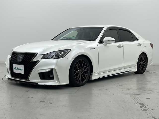 トヨタ クラウン ハイブリッド アスリートSJ-フロンティアLTD 宮城県 2018(平30)年 4.7万km ホワイトパールクリスタルシャイン トヨタセーフティセンス/・プリクラッシュセーフティ/・レーンディパチャーアラート/・レーダークルーズコントロール/・オートハイビーム/・クリアランスソナー/純正SDナビ/・CD.DVD.BT.SD.AUX.USB/フルセグTV/バックカメラ/TEIN車高調/ハーフレザーシート/前席パワーシート/前席シートヒータート/LEDヘッドライト/フォグランプ/ステアリングスイッチ/ステアリングヒーター/ドライブレコーダー（Fのみ）/社外18インチアルミホイール/社外フロアマット