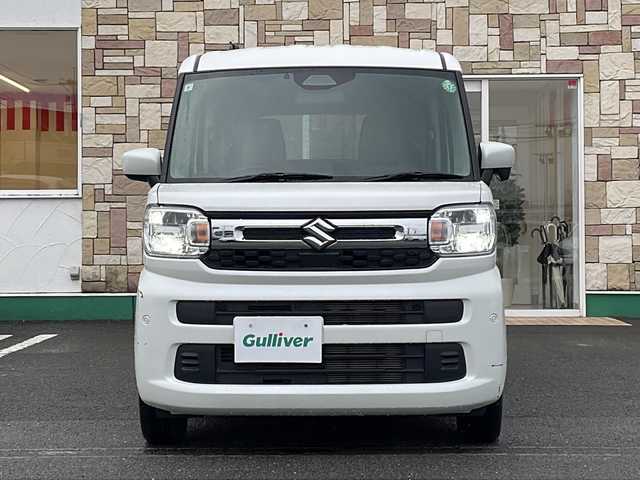 スズキ スペーシア HYBRID X 徳島県 2024(令6)年 4.4万km ピュアホワイトP 社外ナビ/（ラジオ/BT/iPod/USB）/バックカメラ/D/N席シートヒーター/純正14インチアルミホイール/LEDヘッドライト/前後コーナーセンサー/ビルトインETC/純正フロアマット/両側電動スライドドア/アイドリングストップ/電動格納ミラー/オートライト/新車時保証書