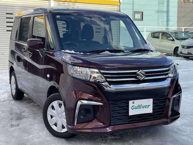 スズキ ソリオ G 道東・釧路十勝 2021(令3)年 3.5万km メロウディープレッドパール ４WD/純正SDナビ（FM／AM／BT／ワンセグ）/電動格納ミラー/純正フロアマット/片側パワースライドドア/車線逸脱防止/横滑り防止/衝突被害軽減ブレーキ/コーナーセンサー