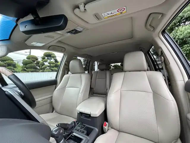 トヨタ ランドクルーザー プラド TX Lパッケージ 東京都 2019(平31)年 2.1万km ホワイトパールクリスタルシャイン ワンオーナー/メーカーオプションナビ（8インチ）/・Bluetoothオーディオ/USBオーディオ/・DVD/Blu-ray/フルセグTV/マルチテレインモニター/電動ムーンルーフ/純正19インチアルミホイール/クリアランスソナー&バックソナー/木目調・本革巻きステアリングホイール/Toyota Safety Sense/ビルトインETC2.0/取扱説明書/保証書/スペアキー1本