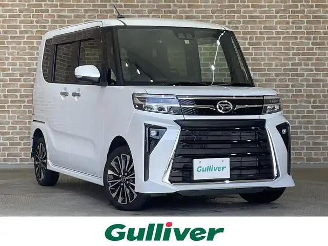 ダイハツ タント カスタム RS 岩手県 2023(令5)年 1.5万km シャイニングホワイトパール ４WD/ターボ/両側パワースライドドア/スマートアシスト/衝突回避支援ブレーキ/車線逸脱警報/ブレーキ制御付き誤発進抑制機能/標識認識機能/先行車発信お知らせ機能/コーナーセンサー/オートハイビーム/横滑り防止装置/アイドリングストップ/シートヒーター/リヤサンシェード/ストラーダナビ/フルセグTV/ステアリングスイッチ/バックカメラ/LEDヘッドライト/LEDフォグライト/エンジンスターター/純正１５インチアルミホイール
