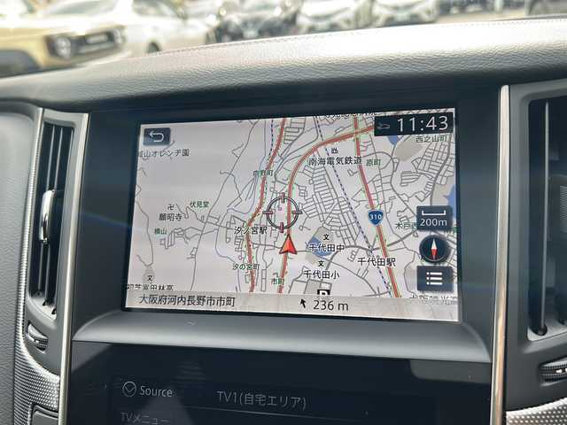 日産 スカイライン 400R 大阪府 2021(令3)年 3.3万km ダークメタルグレー １オーナー　衝突軽減システム　純正ナビ　全方位カメラ　フルセグＴＶ　ＣＤ　ＤＶＤ　ＢＴ　黒レザーシート　パワーシート　シートメモリ　シートヒーター　パドルシフト　レーダークルコン　ＥＴＣ２．０　ＬＥＤヘッドライト　ドライブレコーダー　プッシュスタート　スマートキー　取扱説明書　保証書　純正アルミホイール　純正フロアマット　