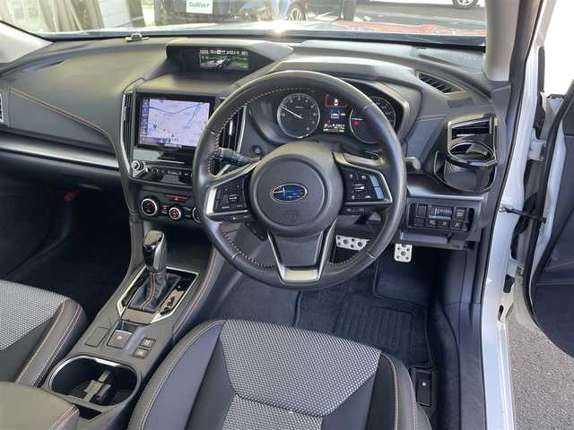 スバル インプレッサ ＸＶ 2．0i－S アイサイト 長崎県 2019(平31)年 3.6万km クリスタルホワイトP 純正SDナビDIATONESOUND/（フルセグ、AM、FM、BTオーディオ、CD）/バックカメラ/サイドカメラ/ステアリングスイッチ/MT付きAT/パドルシフト/DN席パワーシート/LDA/アイサイト/RAB/BSM/SRH/追従クルーズコントロール/電子サイドブレーキ/アイドリングストップ/オートライト/ETC/純正フロアマット/ドアバイザー/LED　Liner/ブロックタイヤ　GEOLANDAR X-AT/社外AW　AZsports/取扱説明書/保証書