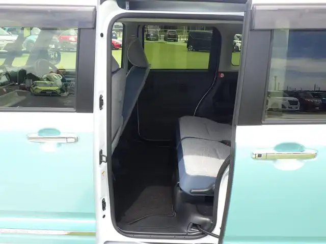 ダイハツ ムーヴ キャンバス ストライプス G 千葉県 2023(令5)年 0.2万km シャイニングホワイトパール/ファインミントメタリック スマートアシストIII/両側パワースライドドア/社外メモリーナビ/地デジTV/【DVD/CD再生機能　Bluetooth接続】/ドライブレコーダー/前席シートヒーター/LEDヘッドライト/フォグライト/コーナーセンサー/サイド/カーテンエアバッグ/キーフリーシステム