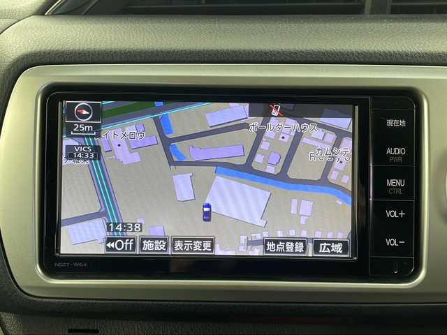 トヨタ ヴィッツ U 栃木県 2015(平27)年 5.5万km コバルトブルーメタリック 禁煙車/シートヒーター/純正ナビ/(CD/DVD/TV/BT/AM/FM)/社外ドラレコ/アイドリングストップ/ナノイー付きオートエアコン　/オートライト/プッシュスタート/スマートキー/革巻きステアリング/ステアリングスイッチ/電動格納ミラー