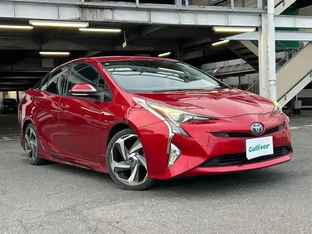 トヨタ プリウス A ツーリングセレクション 静岡県 2016(平28)年 8.5万km エモーショナルレッド 純正SD９インチナビ/Bluetooth/CD/DVD/USB/AUX/HDMI/ETC/バックカメラ/フルセグ/パーキングアシスト/シートヒーターD＋N/クルーズコントロール追従有/モデリスタホイール/AC100V/フロントフォグランプ/ヘッドアップディスプレイ
