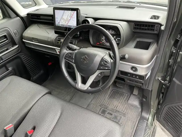 スズキ スペーシア ギア HYBRID XZターボ 滋賀県 2022(令4)年 3.2万km クールカーキパールメタリック/ガンメタリック2トーン 純正9型ナビ/【Bluetooth/USB/AppleCarPlay/AndroidoAuto/フルセグTV】/全方位カメラ/パドルシフト/シートヒーター/追従クルーズコントロール/ステアリングリモコン/スマートキー/純正１４AW/ルーフレール/ビルトインETC