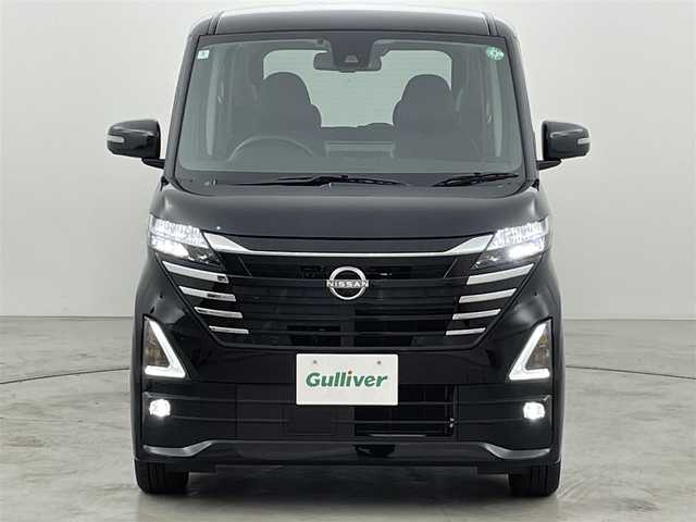日産 ルークス ハイウェイスター Gターボ 福岡県 2024(令6)年 0.2万km ブラック 純正９型ナビ（フルセグＴＶ）　/全方位カメラ　/ＥＴＣ　/セーフティ・シールドスイッチ　/エマージェンシーブレーキ　/レーンキープ　/先行車発進お知らせ　/コーナーセンサー　/両側電動スライドドア　/純正１５インチＡＷ