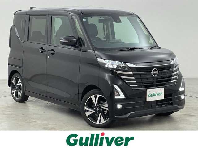 日産 ルークス ハイウェイスター Gターボ 福岡県 2024(令6)年 0.2万km ブラック 純正９型ナビ（フルセグＴＶ）　/全方位カメラ　/ＥＴＣ　/セーフティ・シールドスイッチ　/エマージェンシーブレーキ　/レーンキープ　/先行車発進お知らせ　/コーナーセンサー　/両側電動スライドドア　/純正１５インチＡＷ