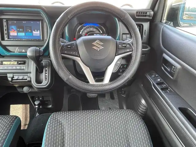 スズキ ハスラー HYBRID G 島根県 2023(令5)年 1.7万km デニムブルー ガンメタリック 2トーン 社外ディスプレイオーディオ　/Ｂｌｕｅｔｏｏｔｈ接続　/前方ドライブレコーダー/ビルトインＥＴＣ　/前席シートヒーター　/アダプティブクルーズコントロール　/ダウンヒルアシストコントール/衝突軽減ブレーキ /レーンアシスト　/リアコーナーセンサー　/横滑り防止装置/アイドリングストップ/スマートキー/プッシュスタート/純正15インチアルミホイール/純正フロアマット