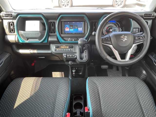 スズキ ハスラー HYBRID G 福井県 2023(令5)年 1.7万km デニムブルー ガンメタリック 2トーン 社外ディスプレイオーディオ　/Ｂｌｕｅｔｏｏｔｈ接続　/前方ドライブレコーダー/ビルトインＥＴＣ　/前席シートヒーター　/アダプティブクルーズコントロール　/ダウンヒルアシストコントール/衝突軽減ブレーキ /レーンアシスト　/リアコーナーセンサー　/横滑り防止装置/アイドリングストップ/スマートキー/プッシュスタート/純正15インチアルミホイール/純正フロアマット