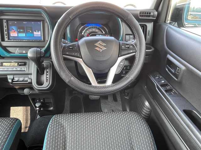 スズキ ハスラー HYBRID G 福井県 2023(令5)年 1.7万km デニムブルー ガンメタリック 2トーン 社外ディスプレイオーディオ　/Ｂｌｕｅｔｏｏｔｈ接続　/前方ドライブレコーダー/ビルトインＥＴＣ　/前席シートヒーター　/アダプティブクルーズコントロール　/ダウンヒルアシストコントール/衝突軽減ブレーキ /レーンアシスト　/リアコーナーセンサー　/横滑り防止装置/アイドリングストップ/スマートキー/プッシュスタート/純正15インチアルミホイール/純正フロアマット