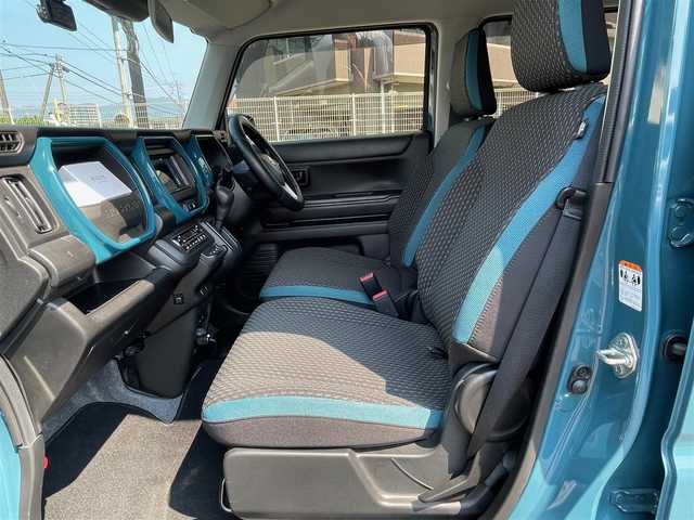 スズキ ハスラー HYBRID G 福井県 2023(令5)年 1.7万km デニムブルー ガンメタリック 2トーン 社外ディスプレイオーディオ　/Ｂｌｕｅｔｏｏｔｈ接続　/前方ドライブレコーダー/ビルトインＥＴＣ　/前席シートヒーター　/アダプティブクルーズコントロール　/ダウンヒルアシストコントール/衝突軽減ブレーキ /レーンアシスト　/リアコーナーセンサー　/横滑り防止装置/アイドリングストップ/スマートキー/プッシュスタート/純正15インチアルミホイール/純正フロアマット