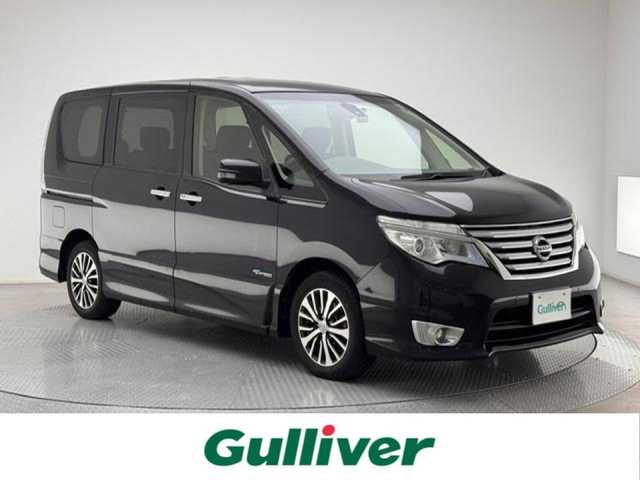 日産 セレナ ハイウェイS S HV Aセーフ 兵庫県 2014(平26)年 7.9万km ダイヤモンドブラック 純正SDナビ/フルセグ CD DVD BT MSV/純正フリップダウンモニター/両側パワースライドドア/エマージェンシーブレーキ/LKA/クルーズコントロール/コーナーセンサー/アラウンドビューモニター/ETC/LEDヘッドライト/フォグライト/オートライト/スマートキー/スペアキー